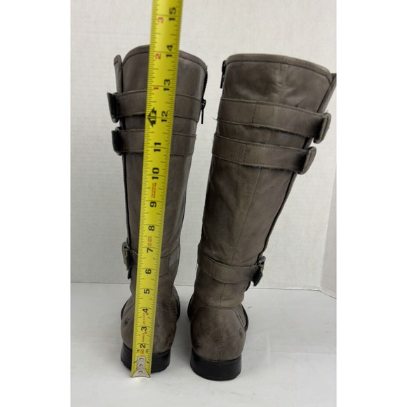 Born Attila Leather Boots Size 6 Grey/Taupe Knee-high Riding Round Toe - Picture 6 of 13